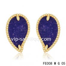 Imitation Van Cleef & Arpels Sweet Alhambra Leaf Yellow Earrings,Lapis Lazuli